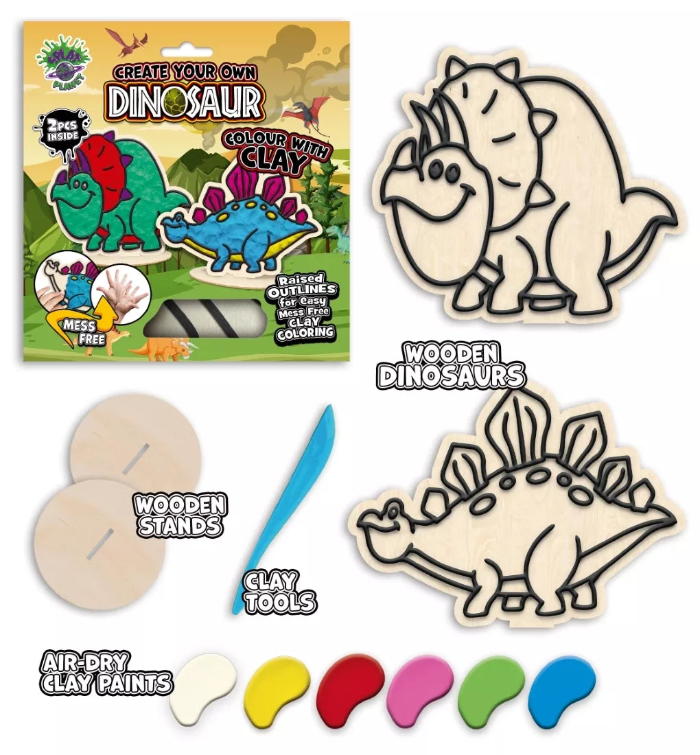 Splat Planet kūrybinis modelino rinkinys su mediniais Dinozaurais