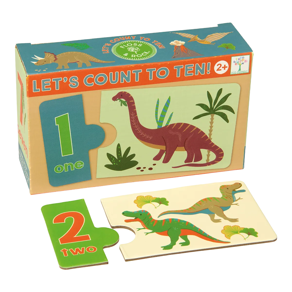 Edukacinis žaidimas-dėlionė Skaičiuok iki 10, Dinozaurai