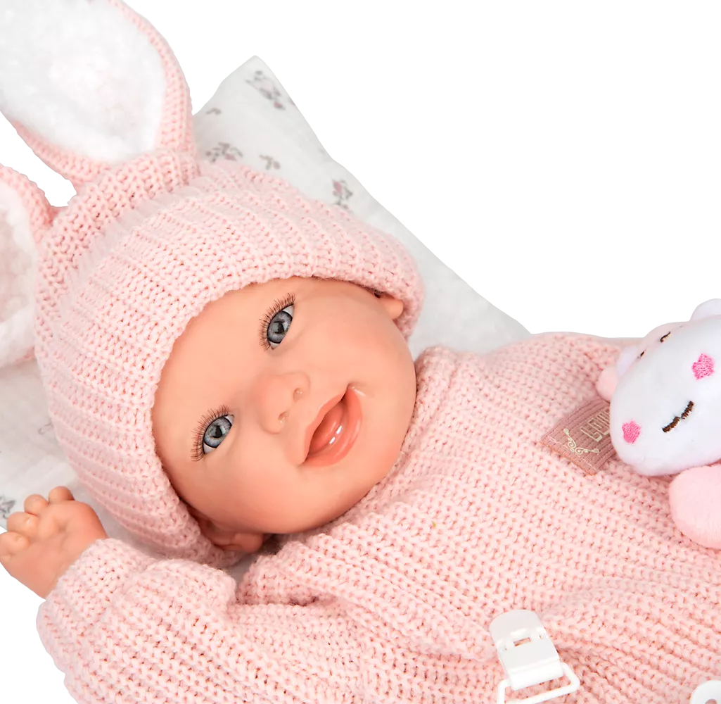 Arias Reborn lėlė kūdikėlis rožiniais rūbeliais, Lucia, 45 cm