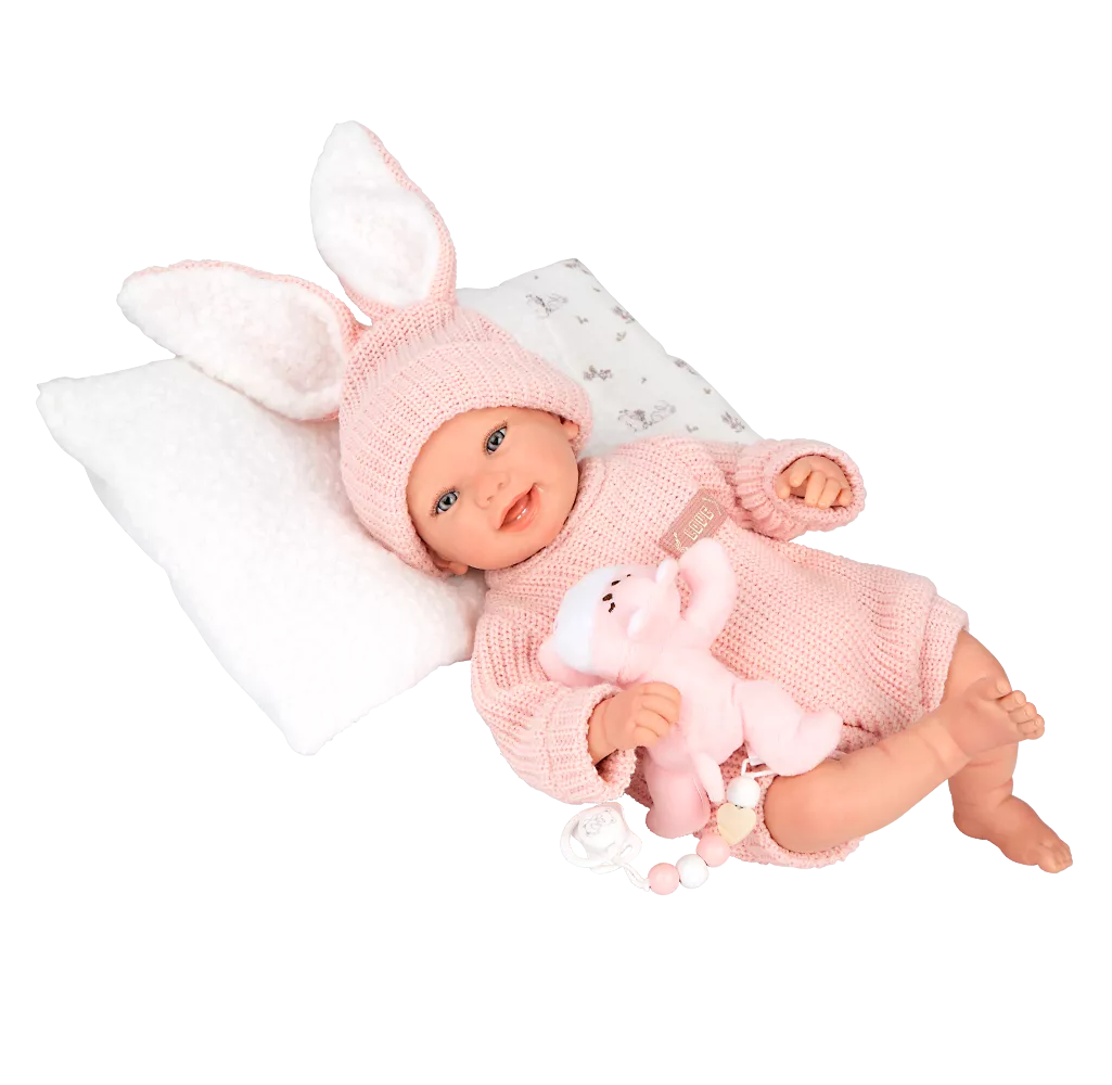 Arias Reborn lėlė kūdikėlis rožiniais rūbeliais, Lucia, 45 cm