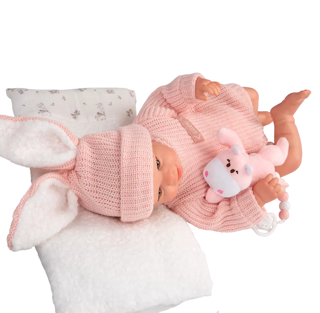 Arias Reborn lėlė kūdikėlis rožiniais rūbeliais, Lucia, 45 cm