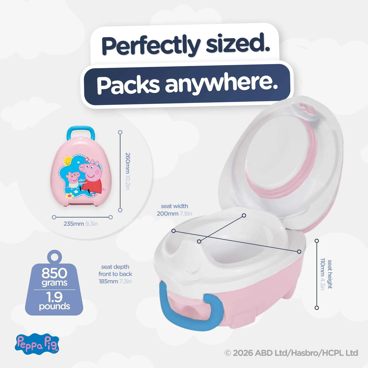 Mokomasis nešiojamas naktipuodis Peppa Pig, švelniai rausva
